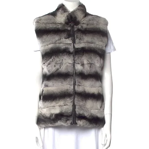 Adrienne Landau Luxurious Rabbit Fur and Cashmere Reversible Vest - Picture 2 of 13